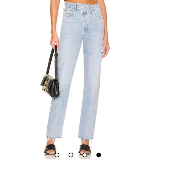 Agolde Denim - High Rise Straight Leg Blue Denim